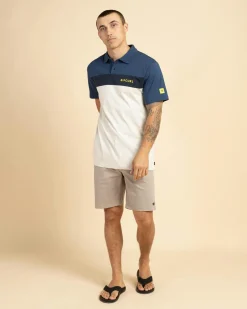 Rip Curl Undertow Panel Polo Shirt Grey Marle/navy Clearance
