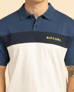 Rip Curl Undertow Panel Polo Shirt Grey Marle/navy Clearance