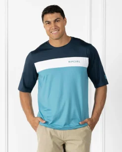 Rip Curl Undertow Short Sleeve Rash Vest Ocean Hot