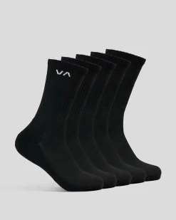 RVCA VA Sport Socks 5 Pack Black Best