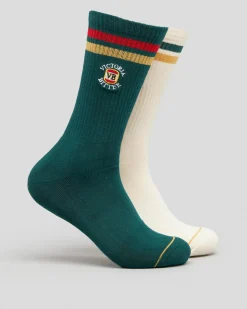 FOOT-IES VB Retro Sneaker Socks 2 Pack Cream/green New