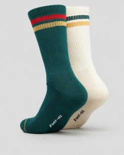 FOOT-IES VB Retro Sneaker Socks 2 Pack Cream/green New