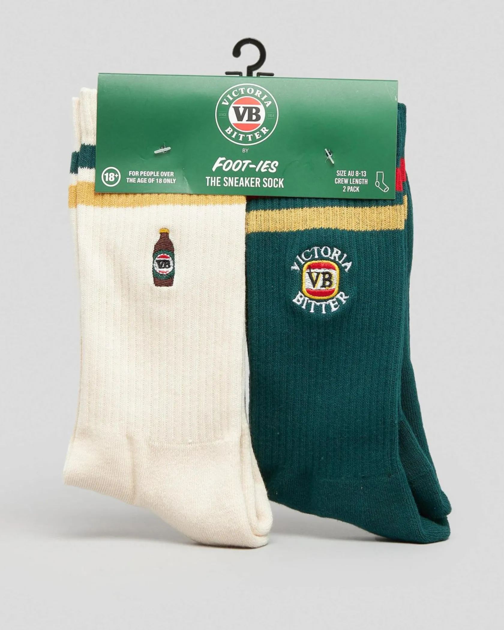 FOOT-IES VB Retro Sneaker Socks 2 Pack Cream/green New