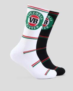 FOOT-IES VB Stripe Logo Sneaker Sock 2 Pack White/black New