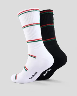 FOOT-IES VB Stripe Logo Sneaker Sock 2 Pack White/black New