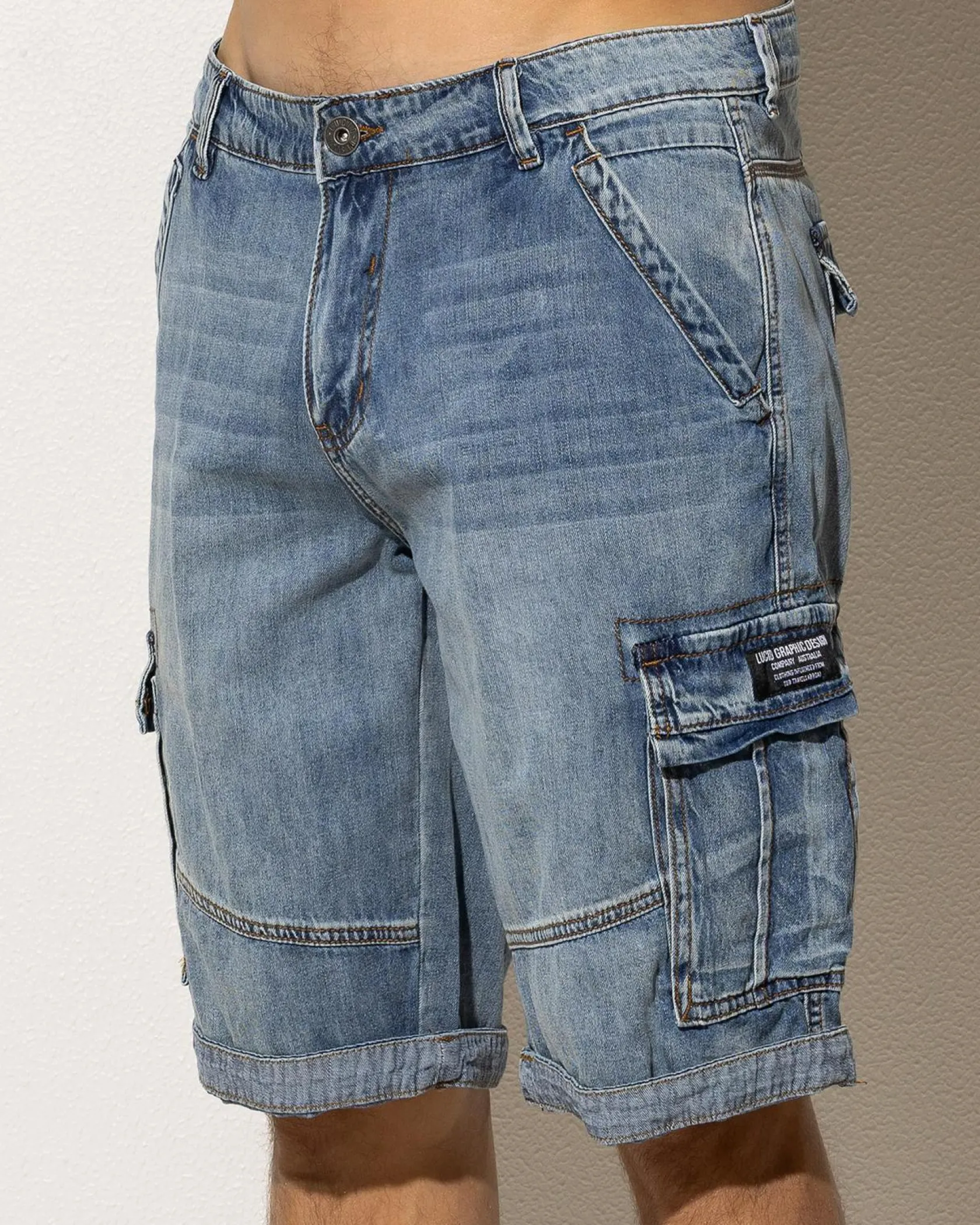 Lucid Viable Denim Walk Shorts Washed Blue Best