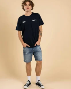 Lucid Vienna Denim Walk Shorts Mid Blue Online