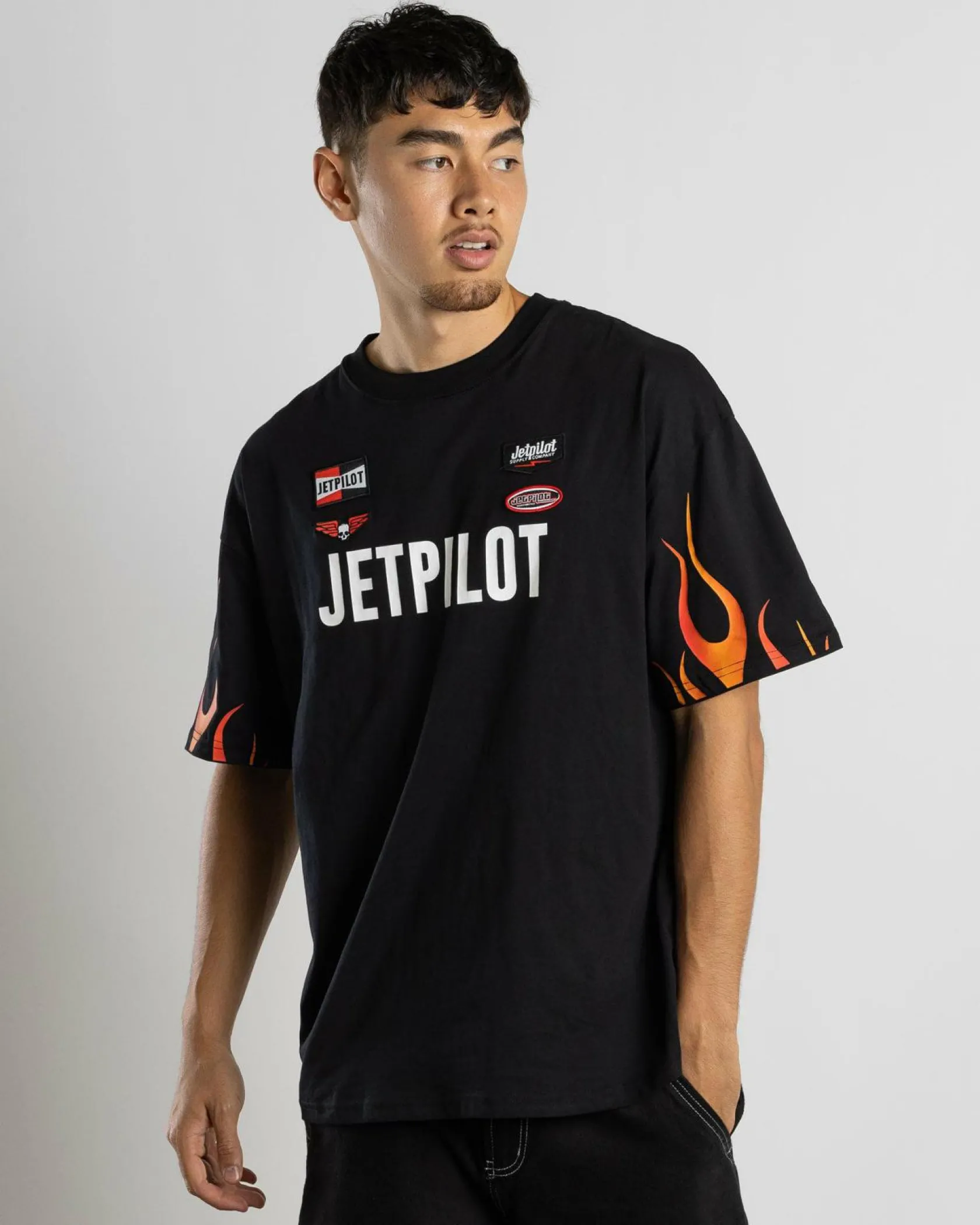 Jetpilot Vintage Flames T-Shirt Black Clearance