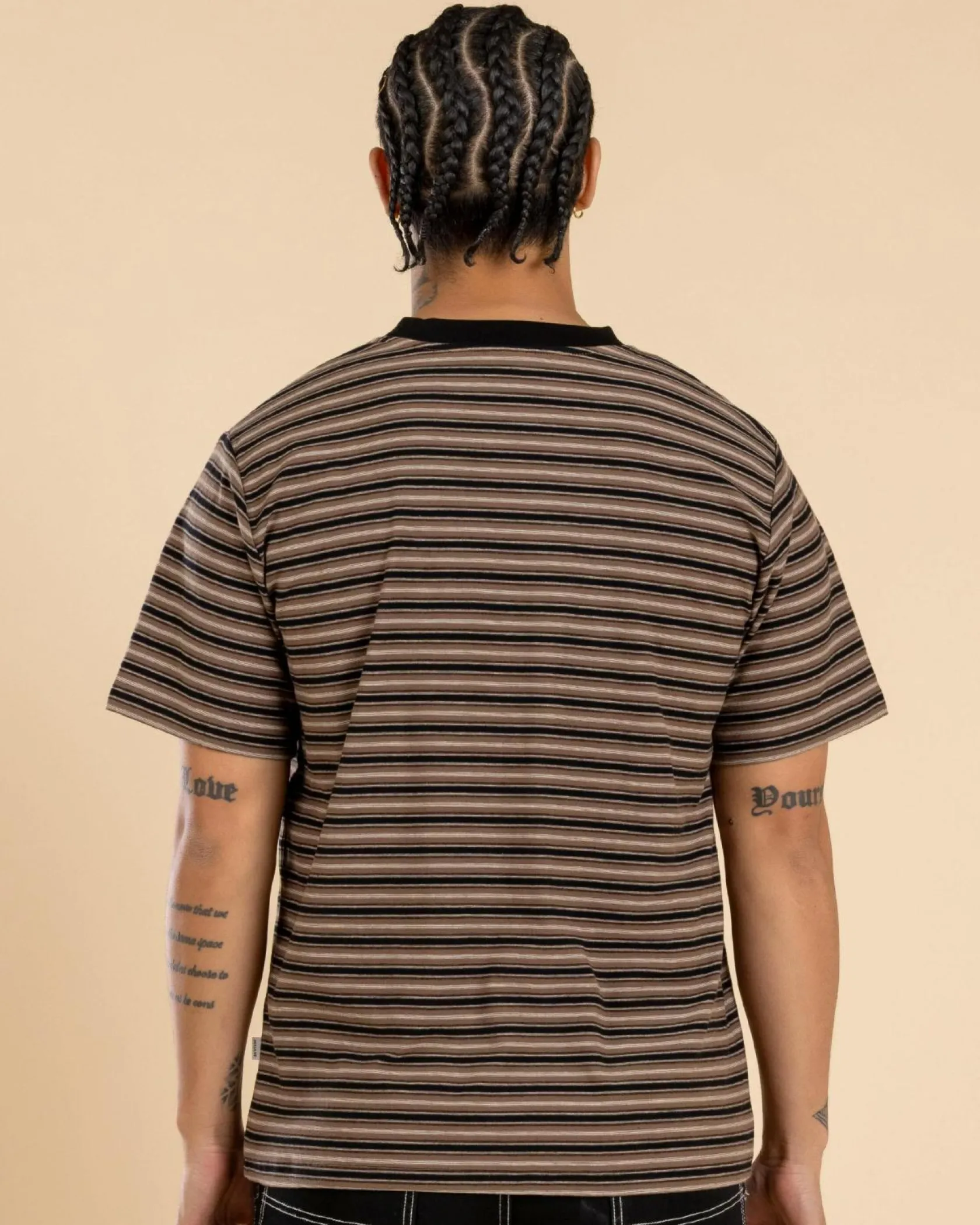 Rhythm Vintage Stripe T-Shirt Latte Hot
