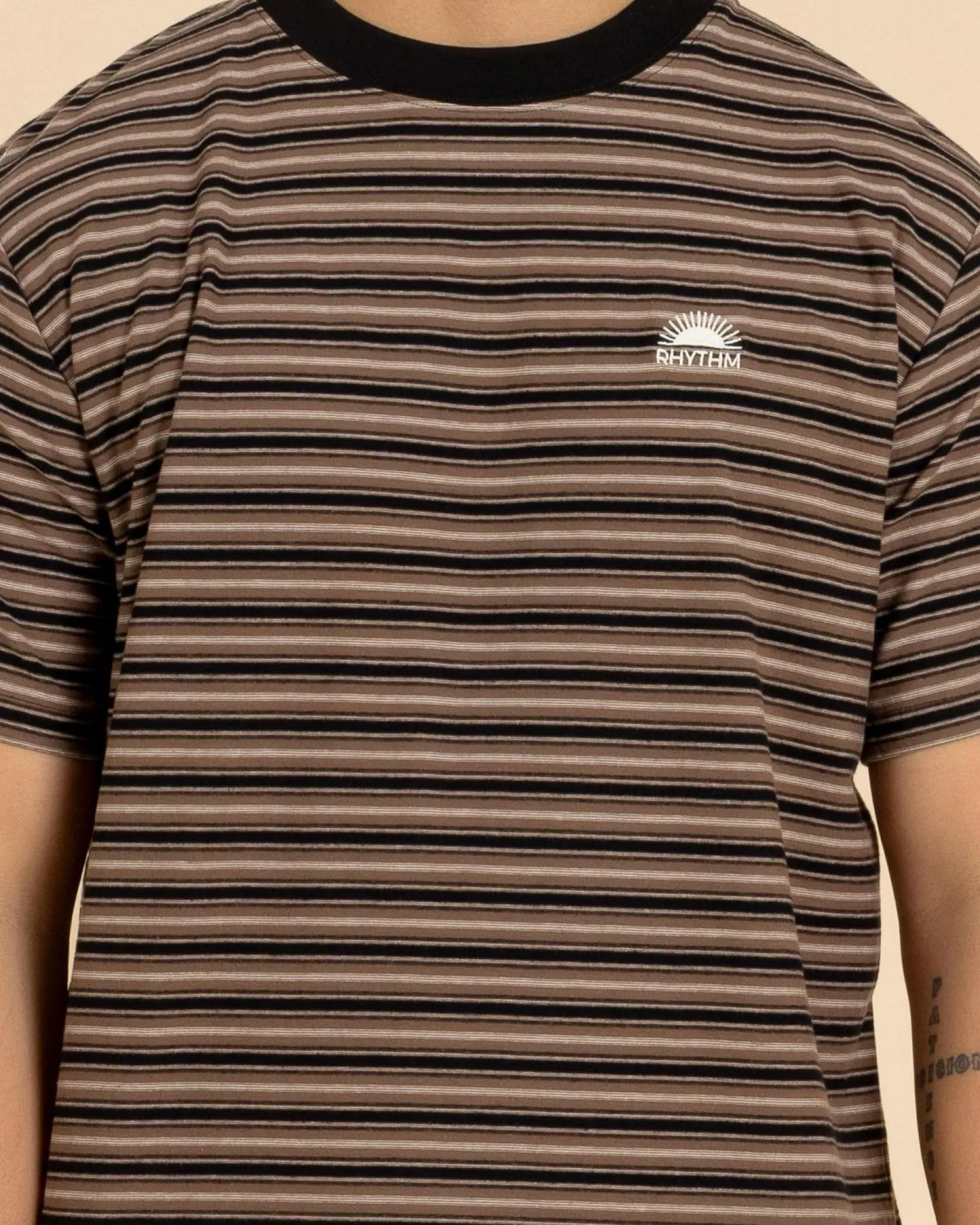 Rhythm Vintage Stripe T-Shirt Latte Hot