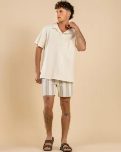 Rhythm Vintage Terry Polo Shirt Natural Clearance