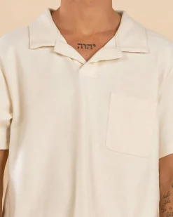 Rhythm Vintage Terry Polo Shirt Natural Clearance