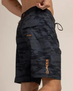 Jacks Visionary Board Shorts Dark Camo Hot