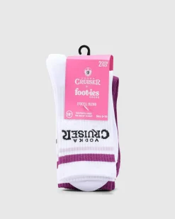 FOOT-IES Vodka Cruiser Bold Berry Sneaker Sock 2 Pack White/berry Sale