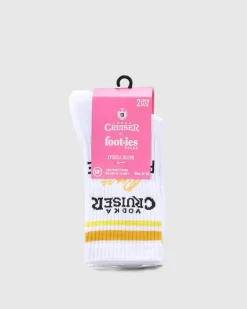 FOOT-IES Vodka Cruiser Pure Pineapple Sneaker Sock 2 Pack White/yellow Sale