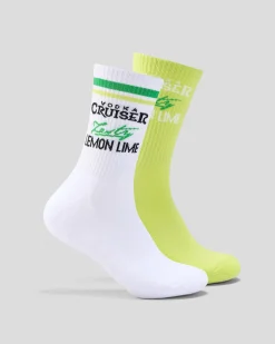 FOOT-IES Vodka Cruiser Zesty Lemon Lime Sneaker Sock 2 Pack White/light Green Sale