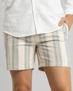Skylark Waffle Elastic Waist Shorts Off White