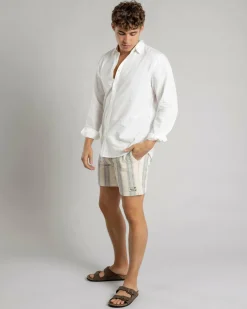 Skylark Waffle Elastic Waist Shorts Off White