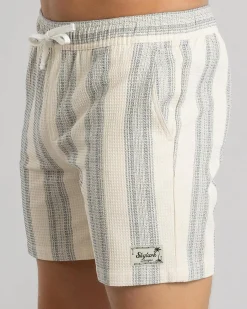 Skylark Waffle Elastic Waist Shorts Off White
