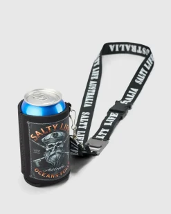 Salty Life Warhead Lanyard Stubby Cooler Black Clearance