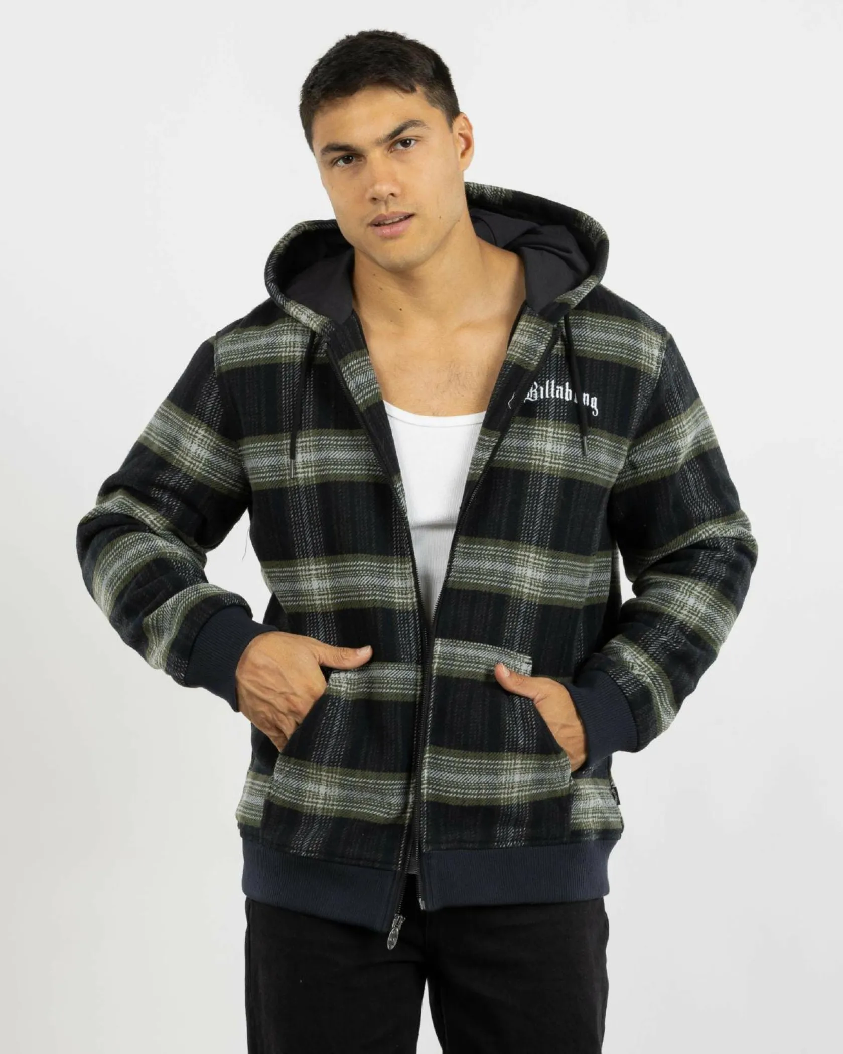 Billabong Warped Zip Thru Hooded Jacket Washed Black