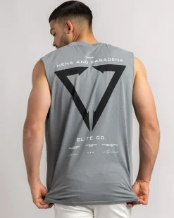 Nena & Pasadena Warping Relaxed Muscle Tank Pigment Ultimate Grey Discount