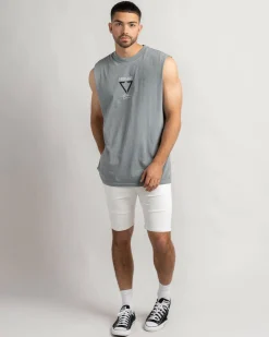 Nena & Pasadena Warping Relaxed Muscle Tank Pigment Ultimate Grey Discount