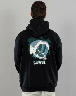 Carve Waves Hoodie Black Outlet