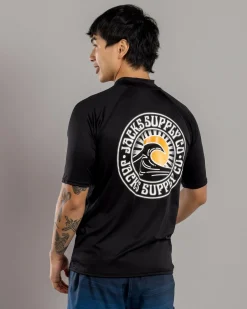 Jacks Waves Short Sleeve Rash Vest Black