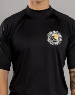 Jacks Waves Short Sleeve Rash Vest Black