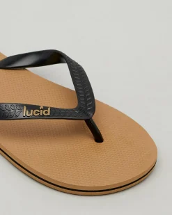 Lucid Wedge Thongs Tan/black/tan