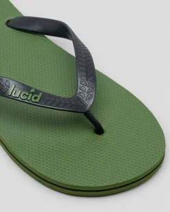 Lucid Wedge Thongs Olive/black/olive Hot