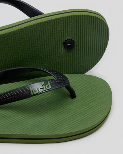 Lucid Wedge Thongs Olive/black/olive Hot