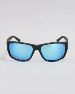 Quiksilver Wind Wave Polarised Sunglasses Rubberized Black/ Blue Mirror Discount