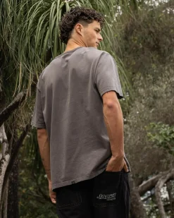 Thrills Workwear Embro Merch Fit T-Shirt Charcoal Rose Online