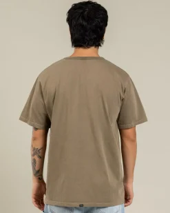 Thrills Workwear Embro Merch Fit T-Shirt Desert Clearance
